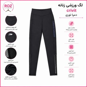 لگ ورزشی زنانه CRIVIT مشکی با دمپای توری
